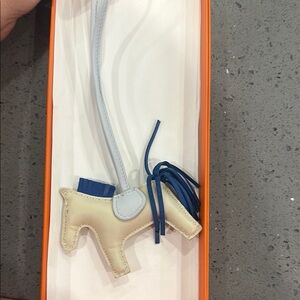 Cream and Blue Milo  Bag Charm